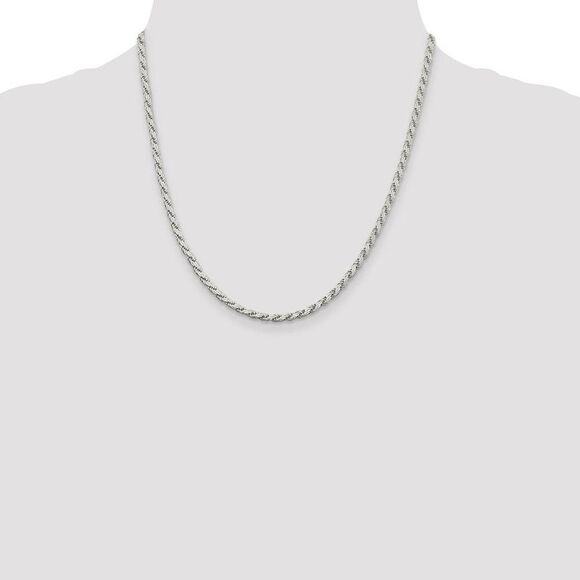 3mm Sterling Silver Solid Flat Rope Chain Necklace, 20 Inch - Picture 4 of 6